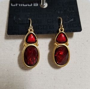Chico's Bright Red Crystal Earrings